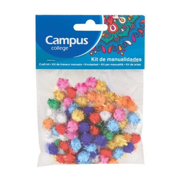 SET MANUALIDADES CAMPUS COLLEGE POMPONES GLITTER 20 MM
