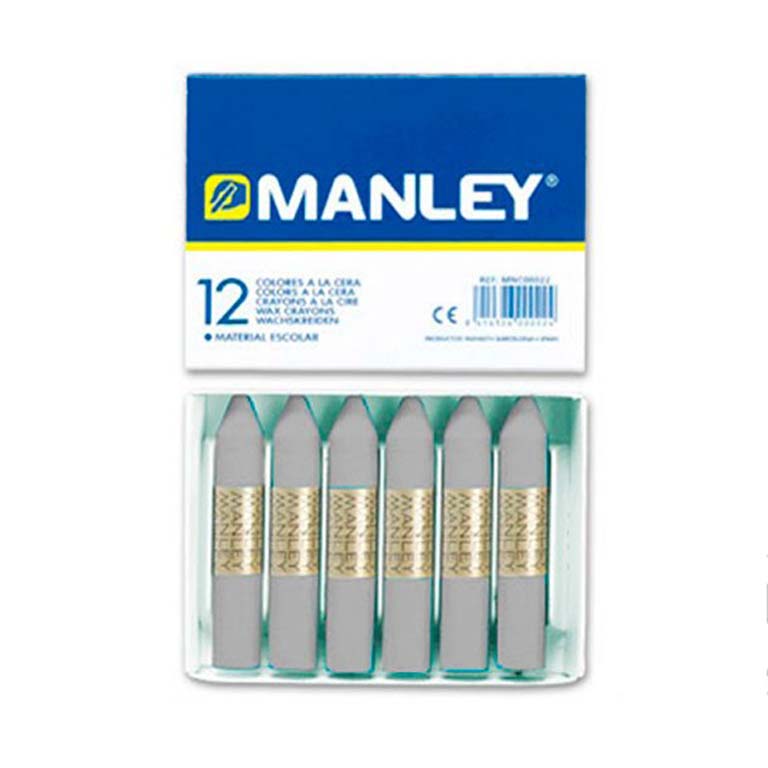 CERAS BLANDAS MANLEY GRIS 12 UNIDADES UNICOLOR