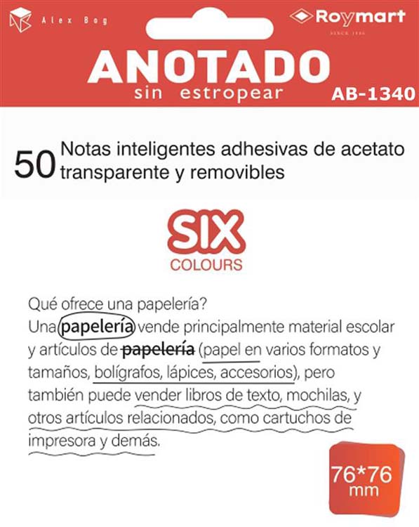 BLOC NOTAS ADHESIVAS QUITA Y PON TRANSPARENTES 76X76 MM 50 HOJAS